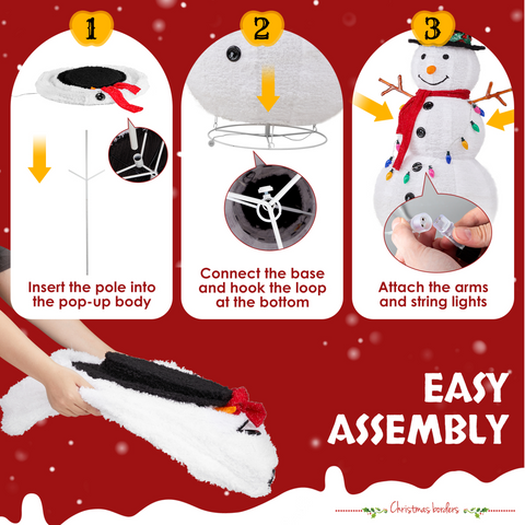 4ft 100LED 20 Lanterns Cashmere Fabric Retractable Snowman Garden Snowman Decoration