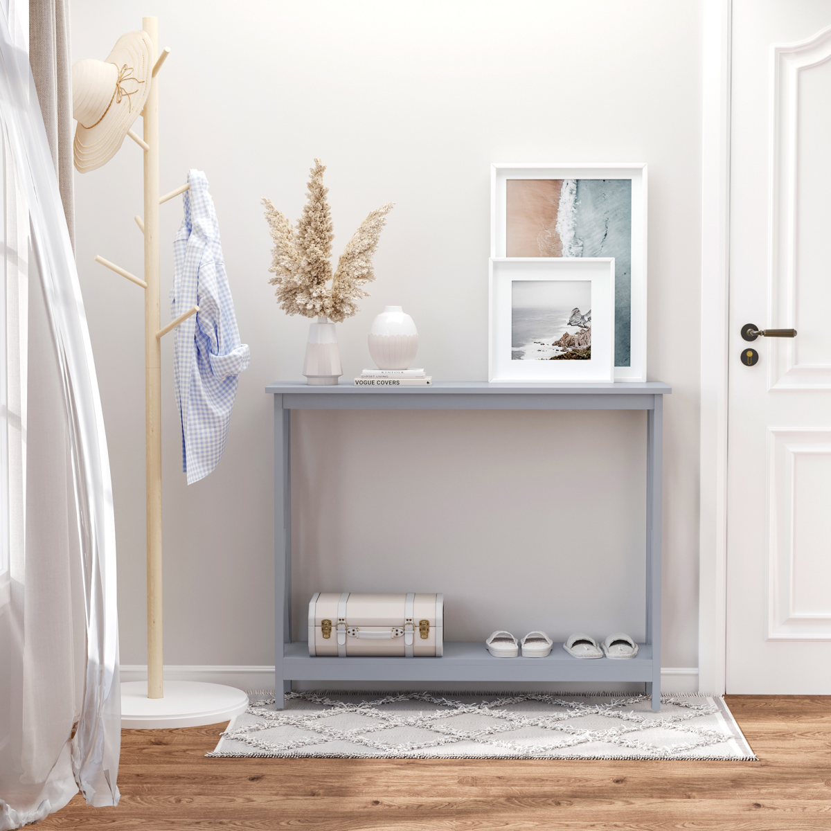 Wooden Console Table Storage Drawer Shelf Entryway Display Stand