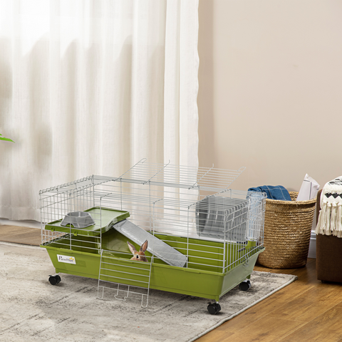 89cm Small Animal Home Cage for Rabbit Ferret Chinchilla w/ Wheels Green