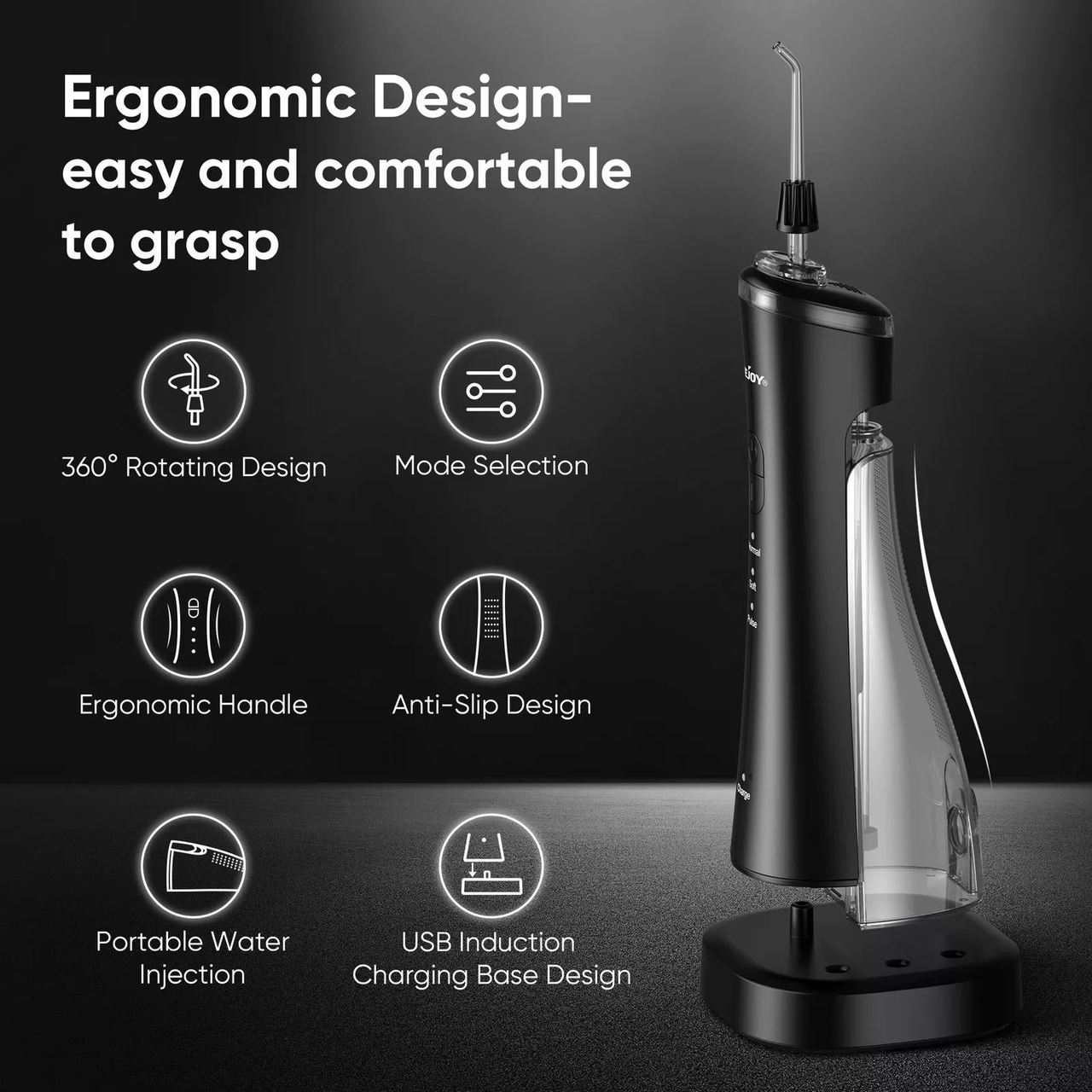 Dyzi Cordless Oral Irrigator Dental Water Flosser TB5011 3 Modes IPX7 Black