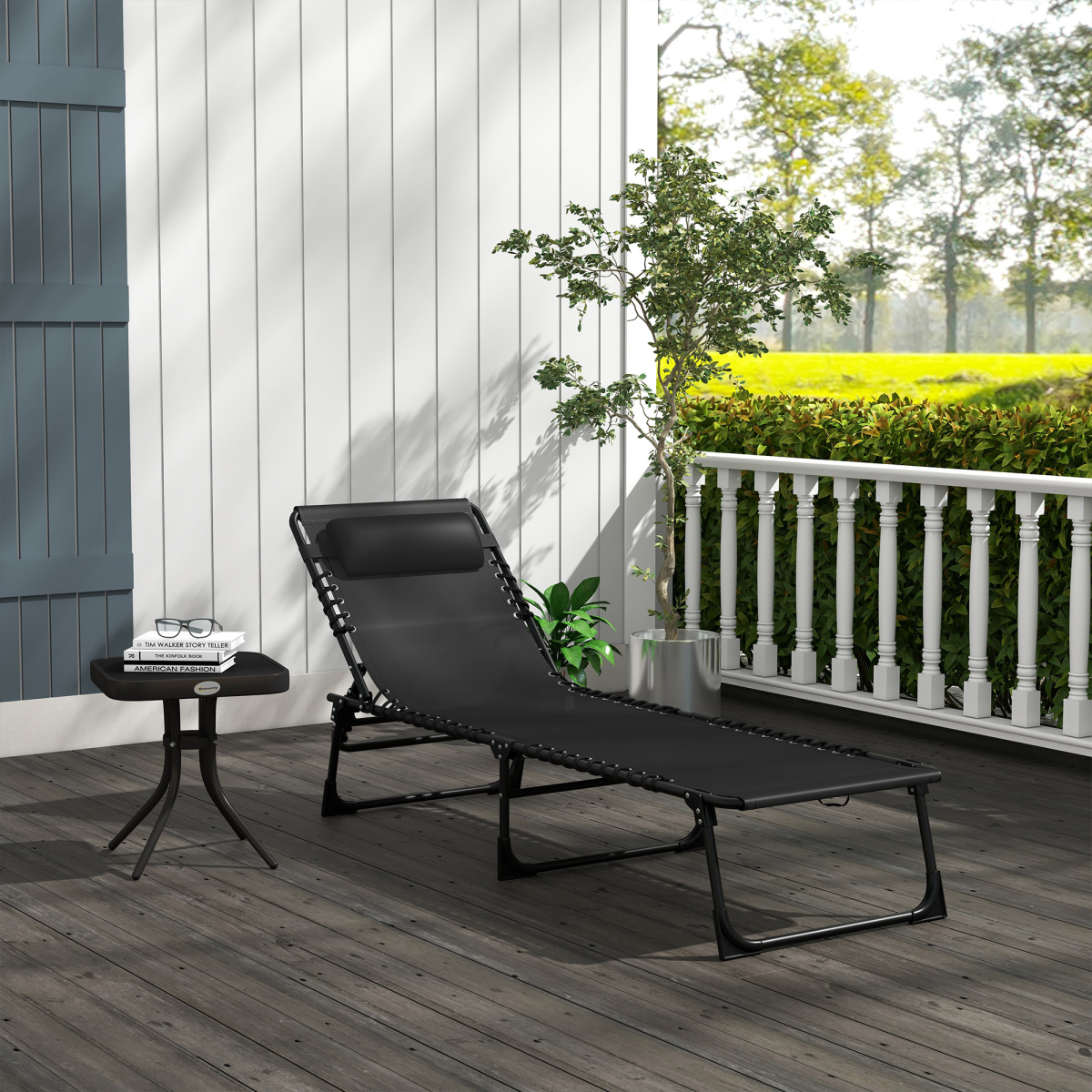 Sun Lounger Reclining Cot Foldable Folding Garden Chair Bed Relaxer Outsunny