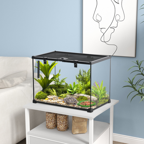50 x 30 x 35 cm Reptile Terrarium for Lizards, Horned Frogs, Snakes, Black