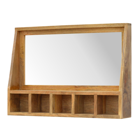Artisan Furniture Solid Wood 5 Slot Floating Unit with Mirror, Beige