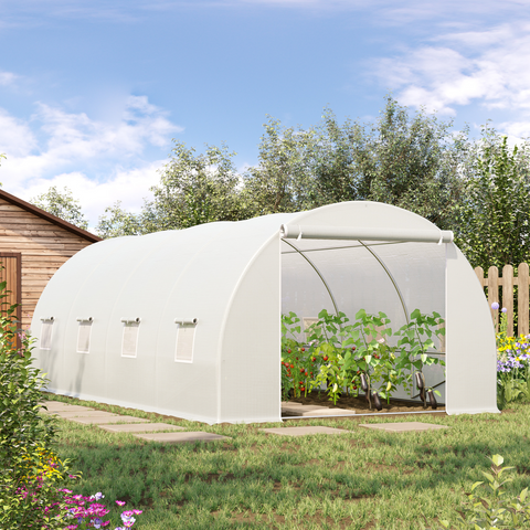 Outsunny 6 x 3 x 2 m Polytunnel Greenhouse w/ Zippered Door and 8 Windows