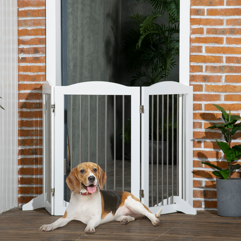 Foldable Dog Gate for Doorways, Stairs, Halls - White