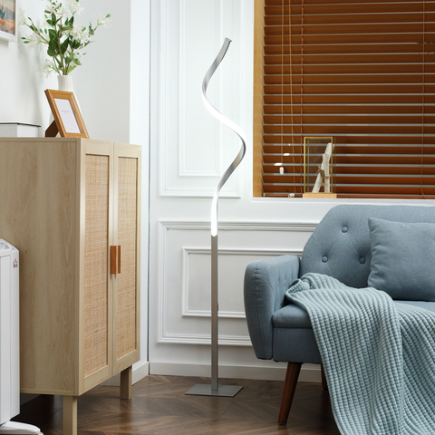 Spiral Floor Lamp for Living Room with 3 Adjustable Brightness, Silver HOMCOM