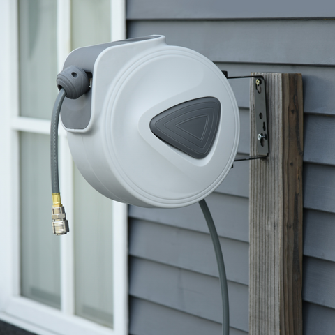 Retractable Air Hose Reel Auto Self-Winding Wall Mount 1/4" 15m힍 Durhand