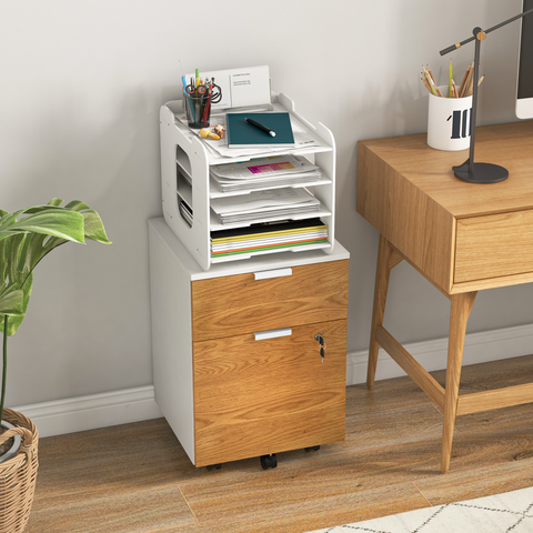 HOMCOM 2 Drawer Filing Cabinet with Adjustable Hanging Bars for A4 and Letter