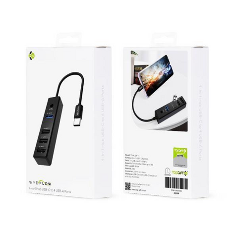WYEFLOW 4-1 Hub USB-C to 4 USB-A Ports, USB 3.0 and 2.0