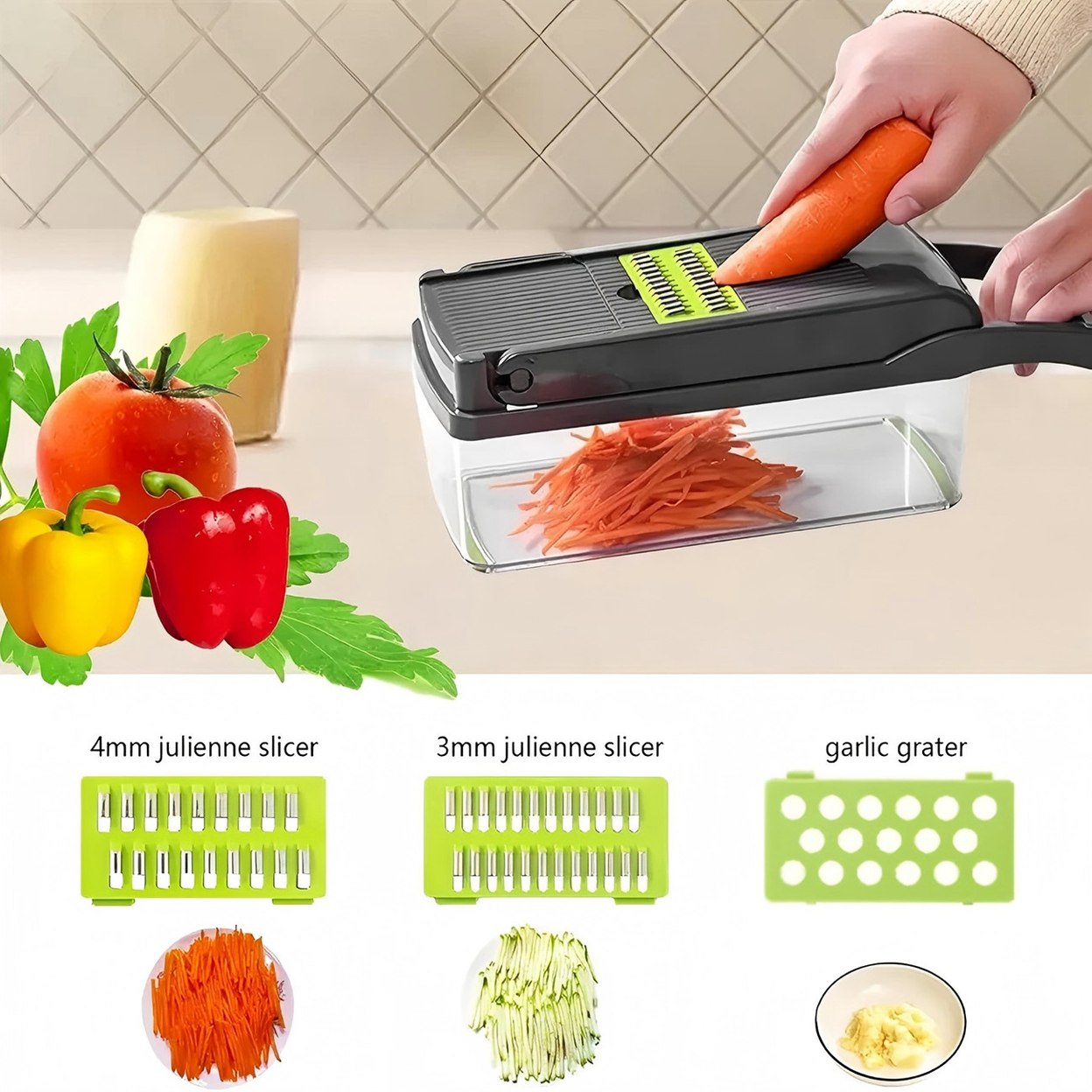 16 in 1 Vegetable Chopper Fruit Salad Mandolin Slicer Food Dicer Cutter Peeler