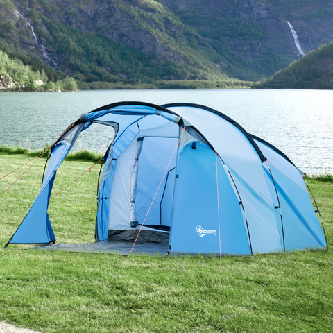 3 Man 2 Room Tent Camping Tent With Living Area Air Vents Blue
