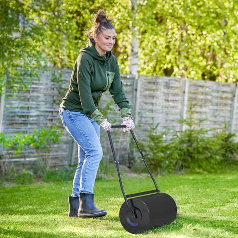 Garden Lawn Roller 38L Steel Push Grass Mower Water Sand Filled Durhand
