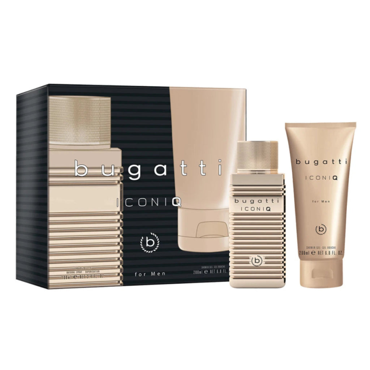 Bugatti Iconiq Gold For Men Gift Set (Eau De Toilette Spray 100ml  Shower Gel 200ml)