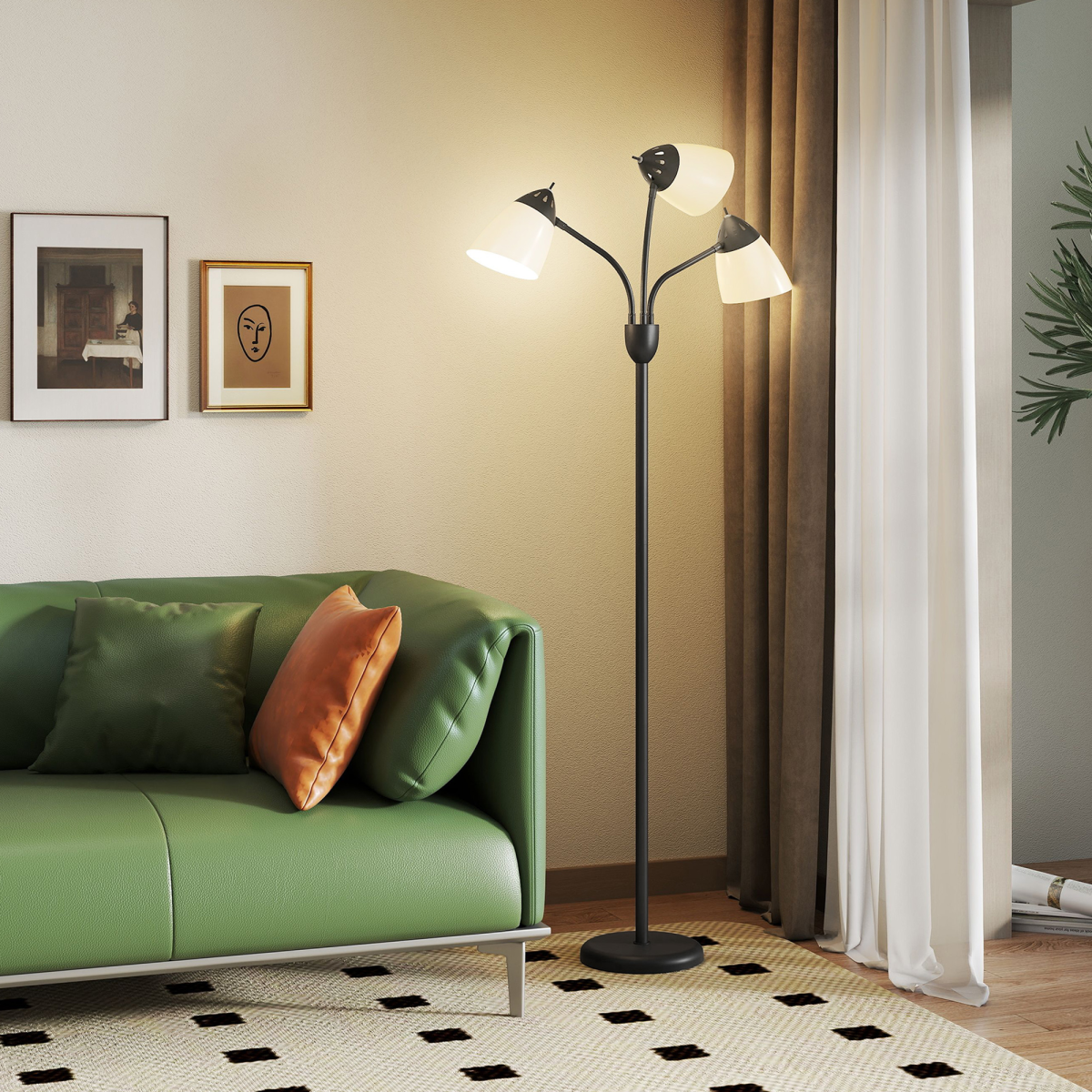 HOMCOM Arc Tree Floor Lamp with 3000K/4500K/6500K Colour Temperatures Black