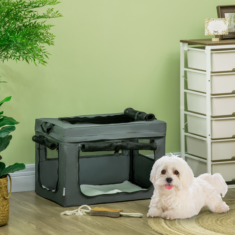 60cm Foldable Pet Carrier Cat Bag w/ Cushion for Cats and Miniature Dogs - Grey