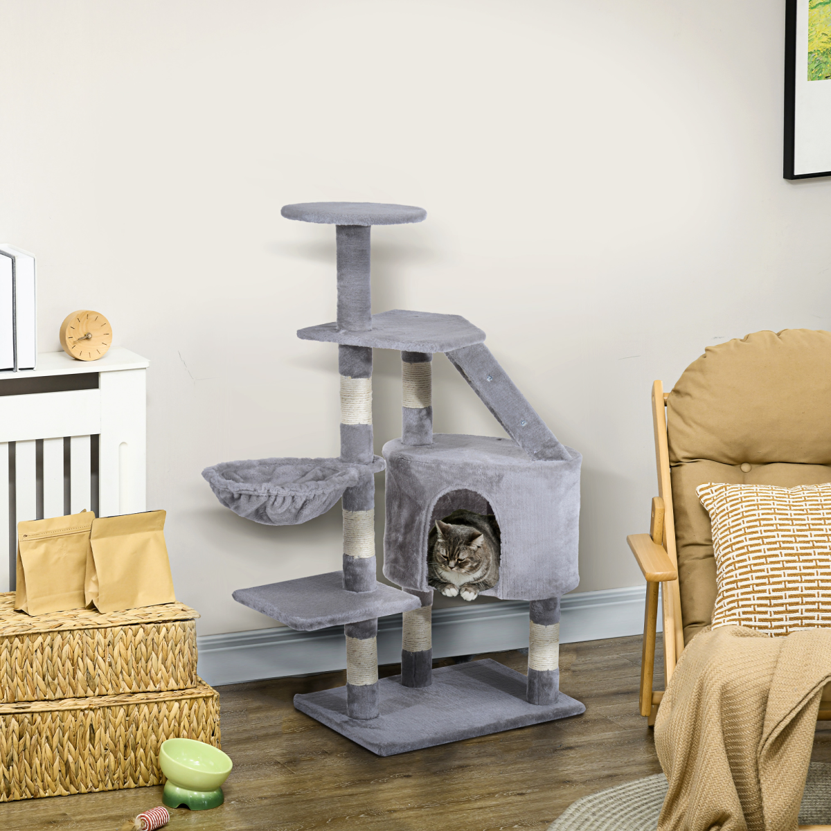 Deluxe Cat Tree Climb Post Kitten Scratching Condo Furniture Activity Pawhut