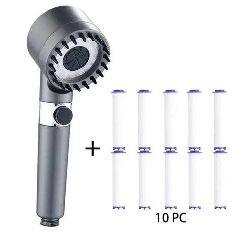 3 Modes High Pressure Portable , Filter, Rainfall Faucet Showerhead