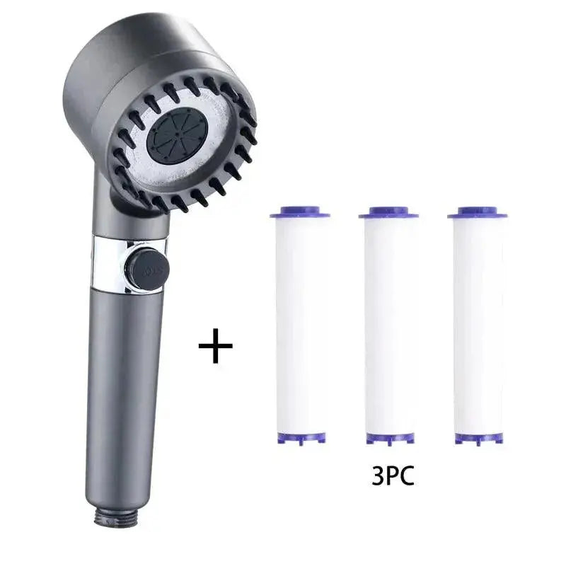 3 Modes High Pressure Portable , Filter, Rainfall Faucet Showerhead