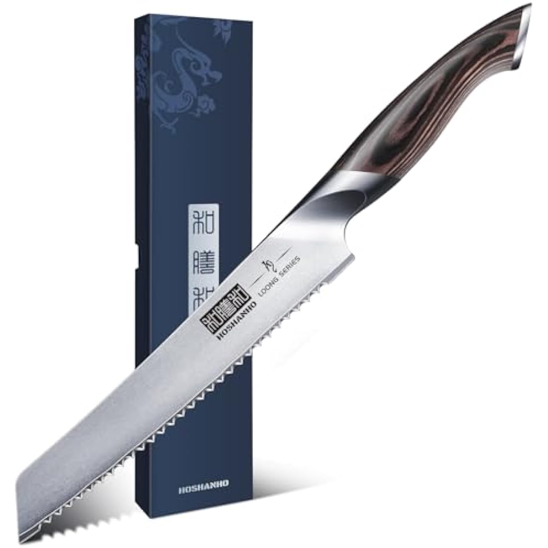 HOSHANHO Bread Knife 8 inch, Japanese High Carbon Stainless Steel Serrated Bread Knives, Professional Bread Cutting Knife for Homemade Bread