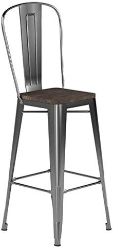 DHP Luxor 24 Inch Counter Stool in gun metal - Set of 2, 44x46x60cm (DxWxH)