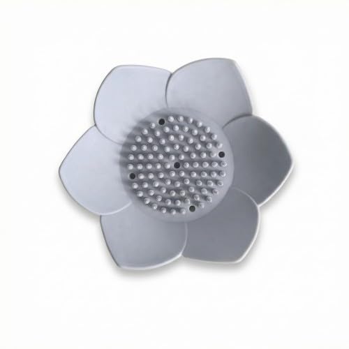 Merzio Lotus Flower Shower Steamer Holder, Silicone Soap Dish with Drainage, Non-Slip Bathroom Tray for Bar Soap