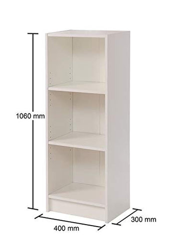 Timber Art Design UK 3 Tier Bookcase Medium Narrow Tall Shelf Rack Contemporary Organizer Display Shelving Unit for Modern Living Room, Office Space