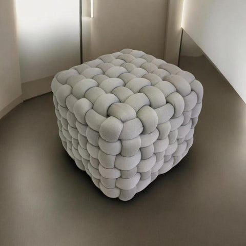 AcaciaHome Modern Velvet Upholstered Square Footstool Ottoman - 30cm Fully Assembled Soft Accent Foot Rest with Medium Firm Padded Cushion for Living Room, Office and Home Use