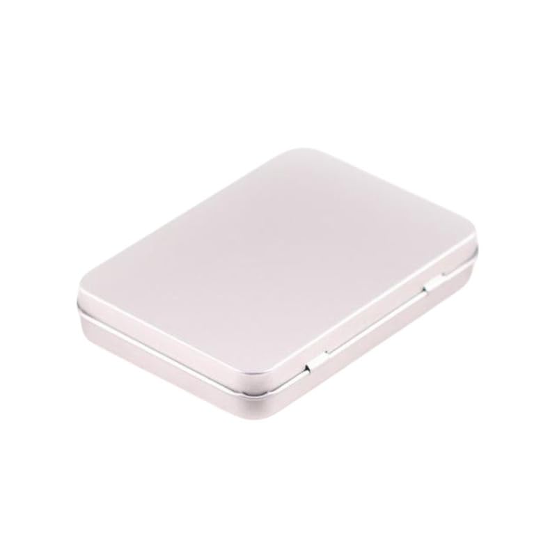 Globellapro 10.8 * 7.6 * 1.77cm Rectangular Tin Boxes Sliver Hinged Storage Tins Metal Empty Tins Containers Tweezers,Tools Small Items Storage