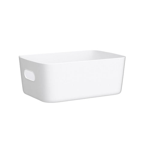 Mofeisor 6 Packs Plastic Storage Baskets with Handles, Cupboard Storage Boxes for Bathroom, Office, Kitchen Organiser Storage Box, White