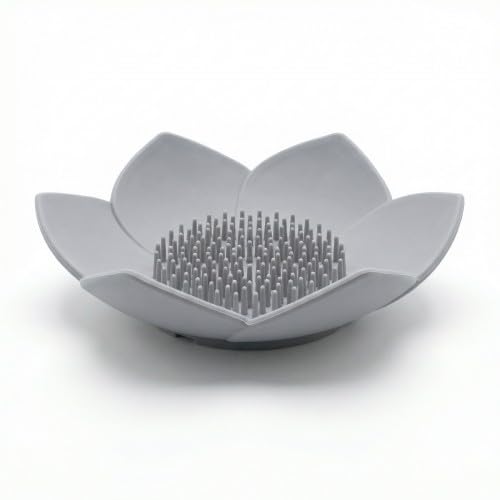 Merzio Lotus Flower Shower Steamer Holder, Silicone Soap Dish with Drainage, Non-Slip Bathroom Tray for Bar Soap