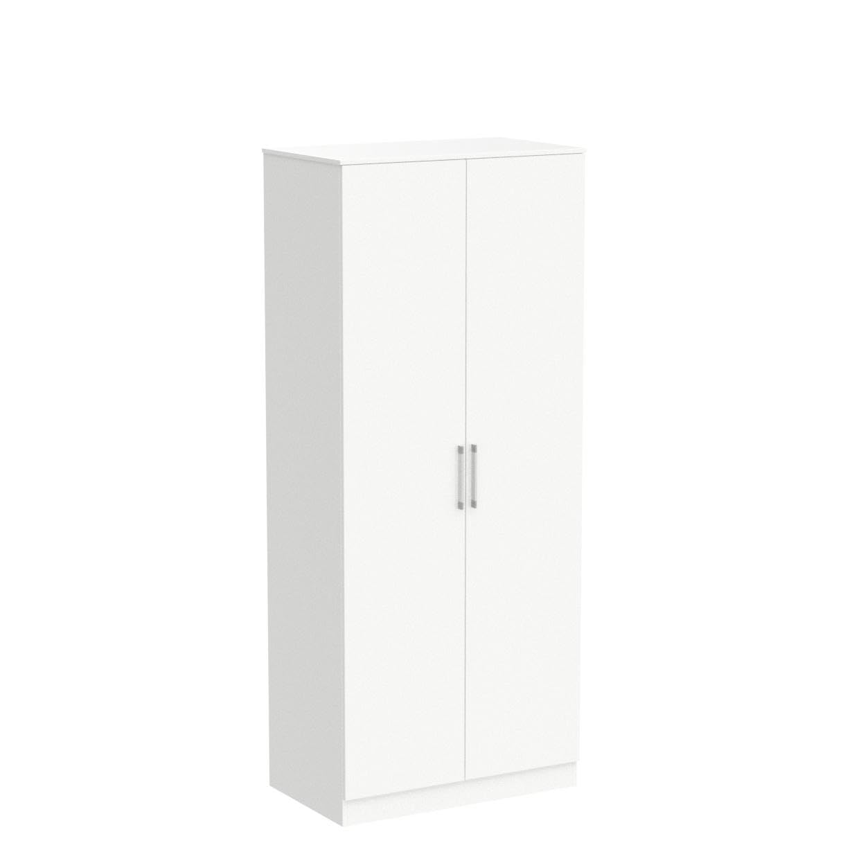 ELEGANT Modern High Gloss Soft Close 2 Doors Wardrobe White, 178x76x47cm