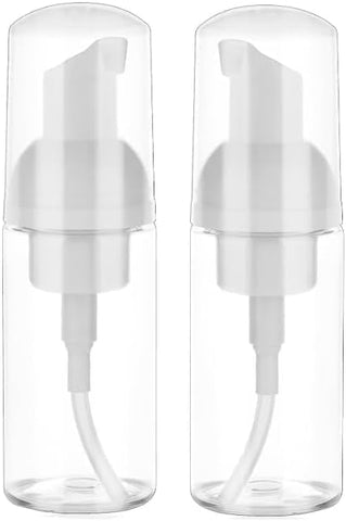 2 Packs Transparent Foam Pump Bottle Travel Small Size Mousse Foam Dispenser Mini Empty Clear Plastic Foaming Soap Dispenser Refillable Pump