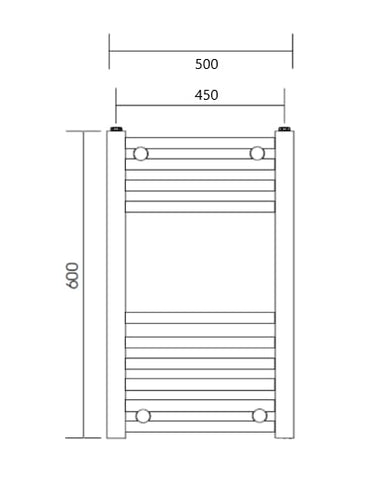 Greened House Milano Black Heated Towel Rail 500mm W x 600mm H