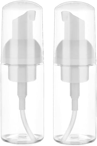 2 Pack Foam Pump Bottle Travel Small Size Mousse Foam Soap Dispenser Mini Empty Clear Plastic Foaming Soap Dispenser Refillable Pump Containers for