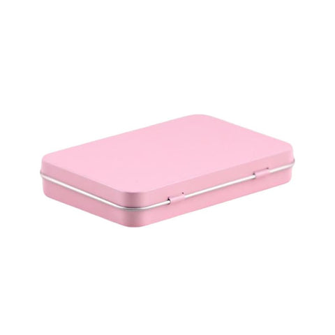 Leliafleury Pink Hinged Tin Box 10.8 * 7.6 * 1.77cm Rectangular Tins Container Metal Empty Storage Tins For Small Items Home Supplies