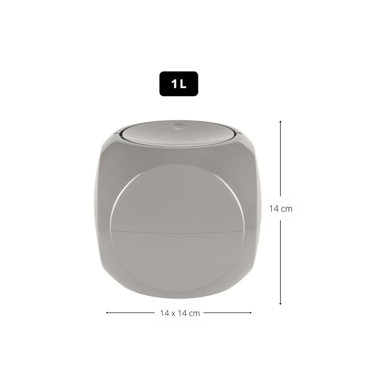 Spirella Dice 1 litre waste bin, table waste bin with swinging lid, taupe