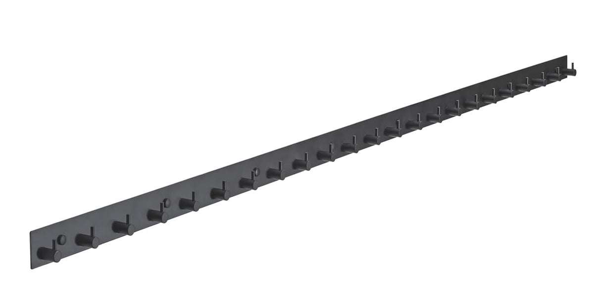 Brute Strength – Stainless Steel wall Coat Rack – Black – 23 Hooks · 158 cm