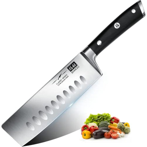 SHAN ZU Japanese Nakiri Knife 6.5 Inch - Ultra Sharp German Stainless Steel Vegetable Chopper Chef Knives - Ergonomic Handle, Professional Kitchen Knife, Gift Box Included