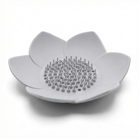 Merzio Lotus Flower Shower Steamer Holder, Silicone Soap Dish with Drainage, Non-Slip Bathroom Tray for Bar Soap