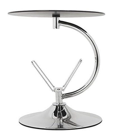 mahara Black Glass Decorative End Table Side Table Coffee Table, Round, 45cm x 45cm, for Living Rooms, Lounges, Study, etc