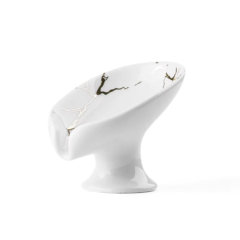 Urban London Premium Punch-Free Ceramic Soap Dish Self Draining Soap Dish for Shower Ceramic Soap Holder for Bathroom Kitchen Modern Bathroom