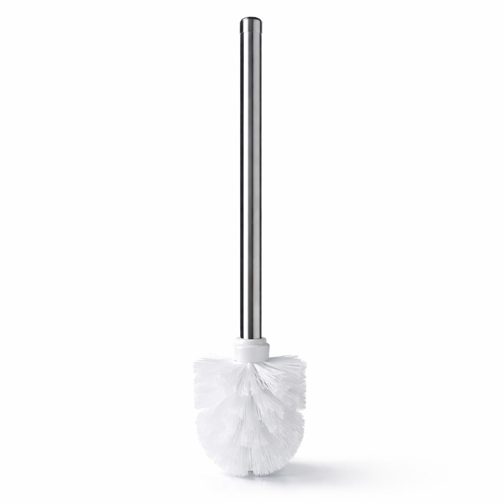 Chrome Toilet Brush With Durable Bristles – 35Cm Long Handle Bathroom Cleaning Brush – Freestanding Toilet Cleaner Brush For Deep Cleaning