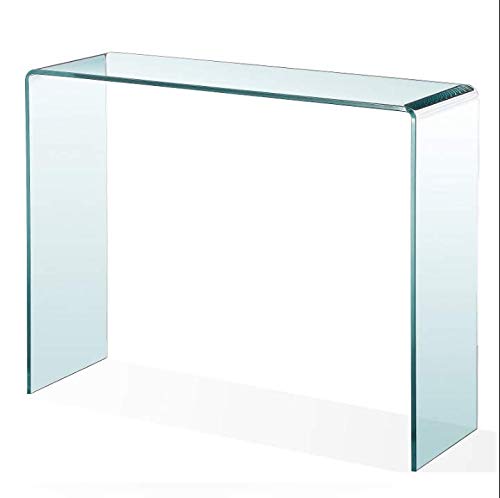 Panana Pald Crystal Modern Curved Console Glass Table Bent Clear Large Transparent Table For Hall Dining Room Home W100*D33*H76 CM