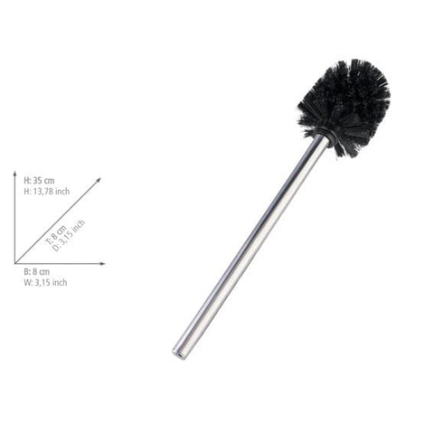 WENKO 19946100 Spare brush with stainless steel handle Black for WC brush sets, Metal Stainless steel, 8 x 35 x 8 cm, Shiny