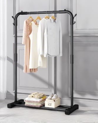 AQRA Metal Open Wardrobe, Heavy Duty Clothes Rail, 4 Assembly Ways