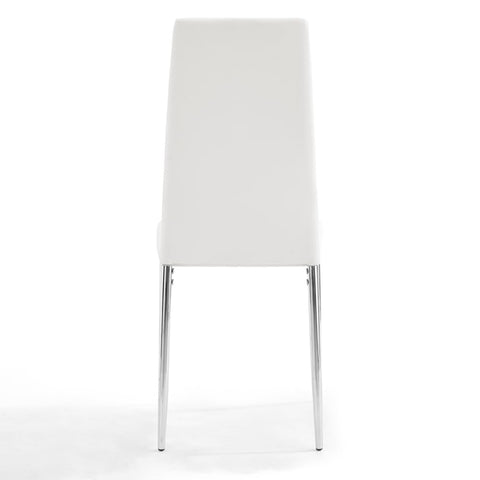 Home Detail Sierra Set of 6 Dining Chairs, White Faux Leather, Silver Legs