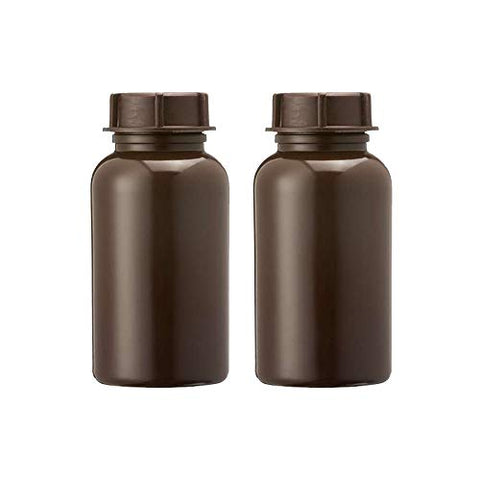 3Wthings Pack of 2 wide neck bottles made of LDPE with screw cap, 250 ml, colour: brown (lightproof)