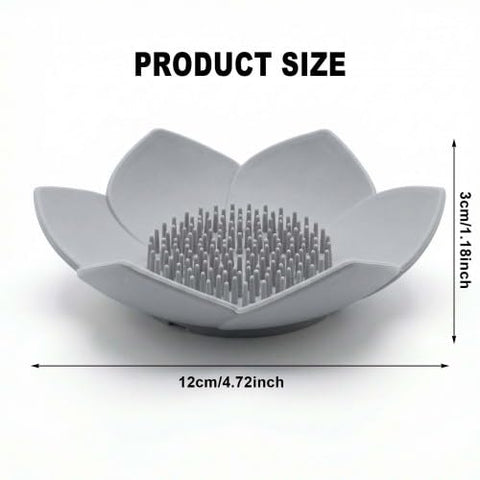 Merzio Lotus Flower Shower Steamer Holder, Silicone Soap Dish with Drainage, Non-Slip Bathroom Tray for Bar Soap