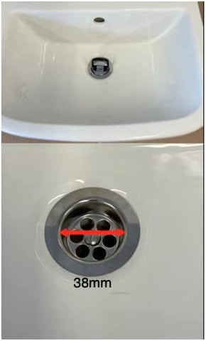 Taps2Traps® 38mm Bathroom Basin Plug With Large Easy Grip Handle - Polished Chrome Effect Plastic With Rubber Seal