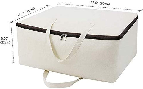 iwill CREATE PRO Pack of 3, Cotton Canvas Storage Soft Bags with Zip Closure & Handles, Good for Blankets, Clothing in Bedroom Wardrobe, Dormitory